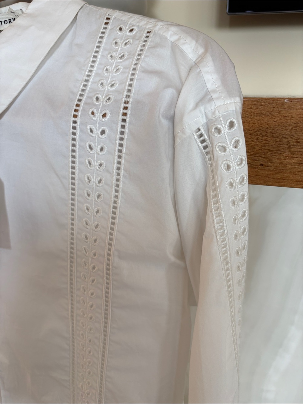 English Factory White Eyelet-Trim Button Down Shirt - Picture 7 of 8